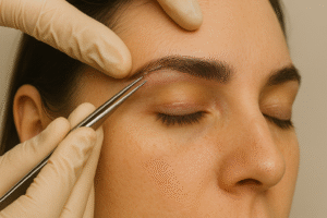 زن در حال ترمیم ابرو