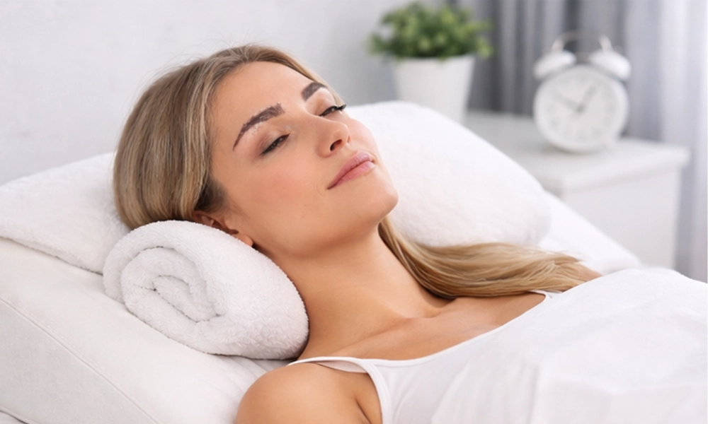 خوابیدن بعد از کاشت ابرو با گذاشتن بالشت اضافه زیر سر