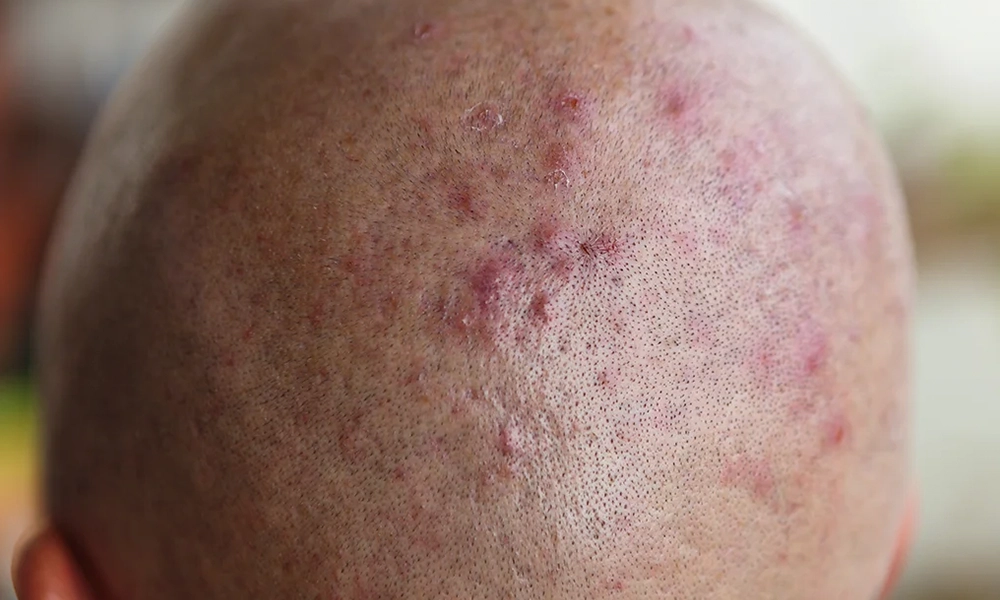 جوش بعد از کاشت مو در پشت سر یک اقا