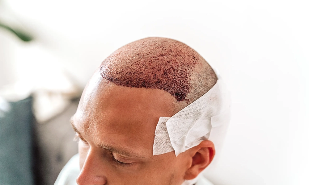 موهای کاشته شده یک آقا دقیقا بعد از عمل |خارش سر بعد از کاشت مو