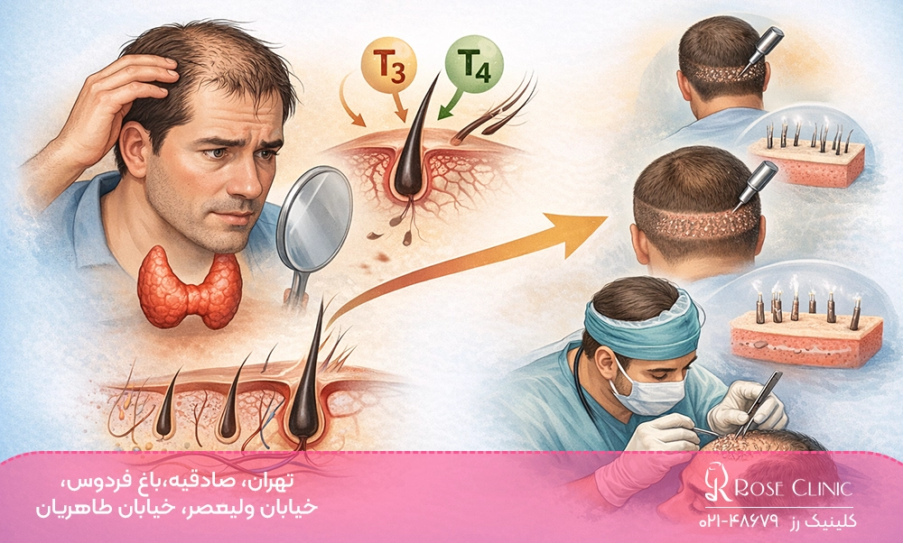 عکس کم کاری تیروئید و کاشت مو